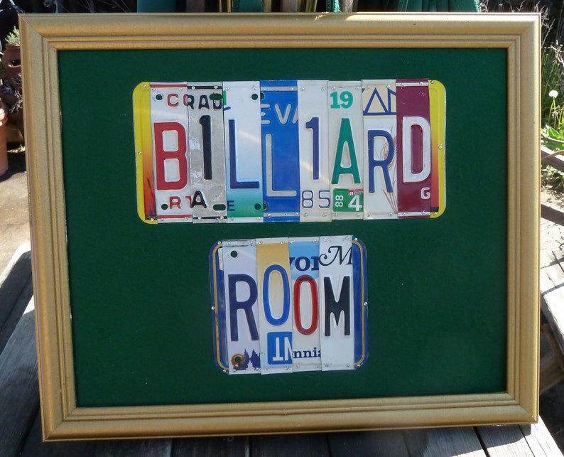 BILLIARD ROOM custom recycled license plate wall art sign by LICENSE2SPELL image 2