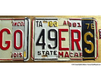 GO 49ERS - POSTER -- limited edition custom recycled license plate art sign POSTER by LICENSE2SPELL