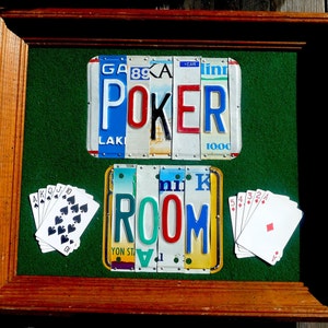 POKER ROOM custom recyled license plate wall art sign by LICENSE2SPELL image 1