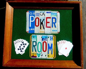 POKER ROOM custom recyled license plate wall art sign by LICENSE2SPELL