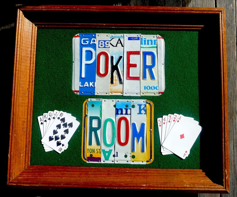 POKER ROOM custom recyled license plate wall art sign by LICENSE2SPELL image 1