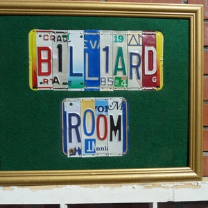 BILLIARD ROOM custom recycled license plate wall art sign by LICENSE2SPELL image 5