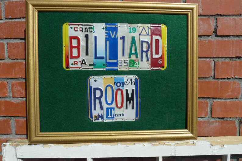 BILLIARD ROOM custom recycled license plate wall art sign by LICENSE2SPELL image 5