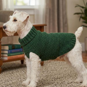 Patrón de suéter de crochet para perro / Diseño de jersey acanalado fácil para mascotas / Abrigo para perro pequeño, mediano y grande / Conjunto de hilo texturizado casero
