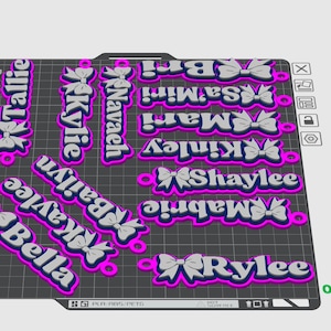 3D File STL Cheer Bow Keychain & Bag Tags with Name