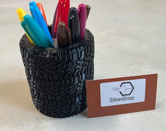 3D Printed Tire Pen Holder: Automotive Desk Organizer, USA Made