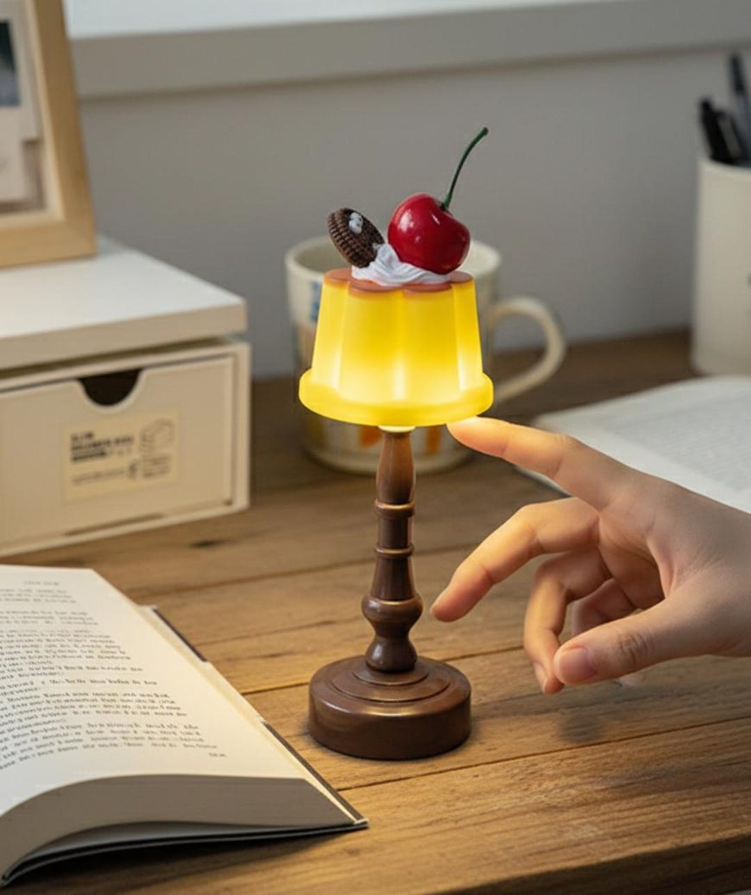 Pudding Desk Lamp | Kawaii Dessert Night Light | Vintage Coquette Home ...