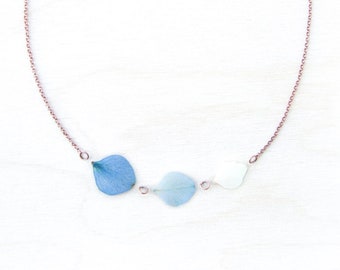 Blue Ombré Hydrangea Row Necklace