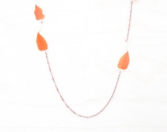 Orange Marigold Petal Rope Necklace