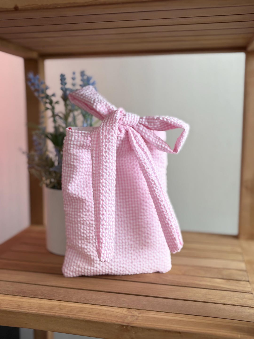 Pink Mini Pouch Pink Seersucker Mini Pouch - Travel Gift Bag - Etsy