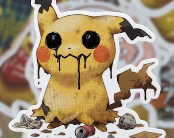 Spooky Mimikyu Sticker – Creepy Cute Ghost Pokémon Inspired Vinyl Sticker | Waterproof Die Cut Sticker for Laptop, Water Bottle, Journal