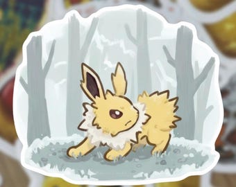 Jolteon Watercolor Vinyl Sticker – Electric Eeveelution Laptop Decal (Waterproof)