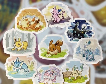 Eeveelution Sticker Pack – Eevee Evolutions Vinyl Stickers (Waterproof Die Cut)
