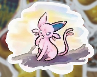 Espeon Watercolor Vinyl Sticker – Psychic Eeveelution Laptop Decal (Waterproof)