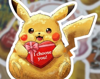 Pikachu Valentine Sticker | Waterproof Vinyl, I Choose You