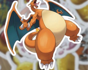Charizard Pokemon Sticker 3x3 Inch Waterproof Vinyl Decal Glossy Vinyl Finish | Anime Laptop Water Bottle Car Sticker | Fire Dragon Gift