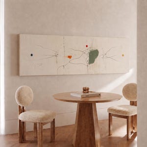 Wabi Sabi Muurdecoratie Japandi Abstracte Canvasprint voor Woonkamers, Slanke Horizontale