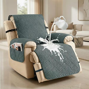 Waterproof Recliner Cover – 6-Layer Quilted Protector with Storage Pockets