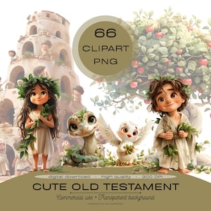Old Testament Clipart PNG Bundle, Bible Characters, Animals And Elements, Sunday School Art, Kids Bible, Scrapbook, Commercial Use image 1