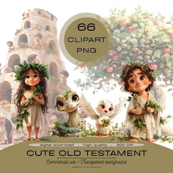 Old Testament Clipart PNG Bundle, Bible Characters, Animals And Elements, Sunday School Art, Kids Bible, Scrapbook, Commercial Use