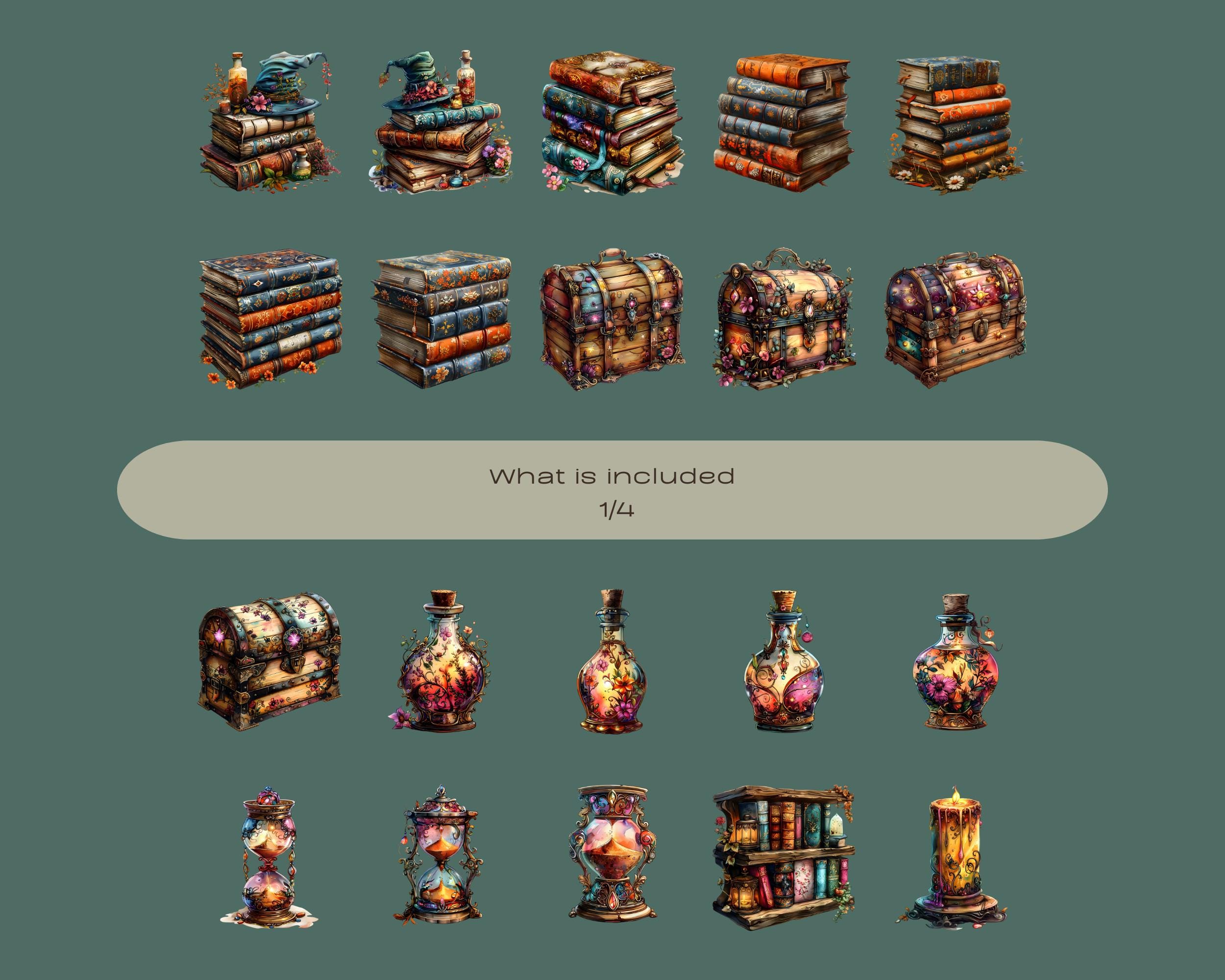 Potions Library Program Medieval Books Clipart PNG, Magical Spellbooks, Libraries, Candles ...