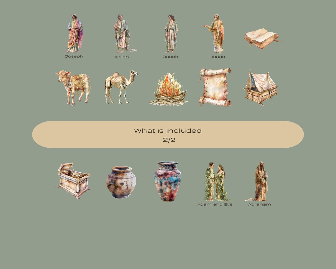 Old Testament Clipart PNG Bundle, Bible Story Design, Watercolor ...