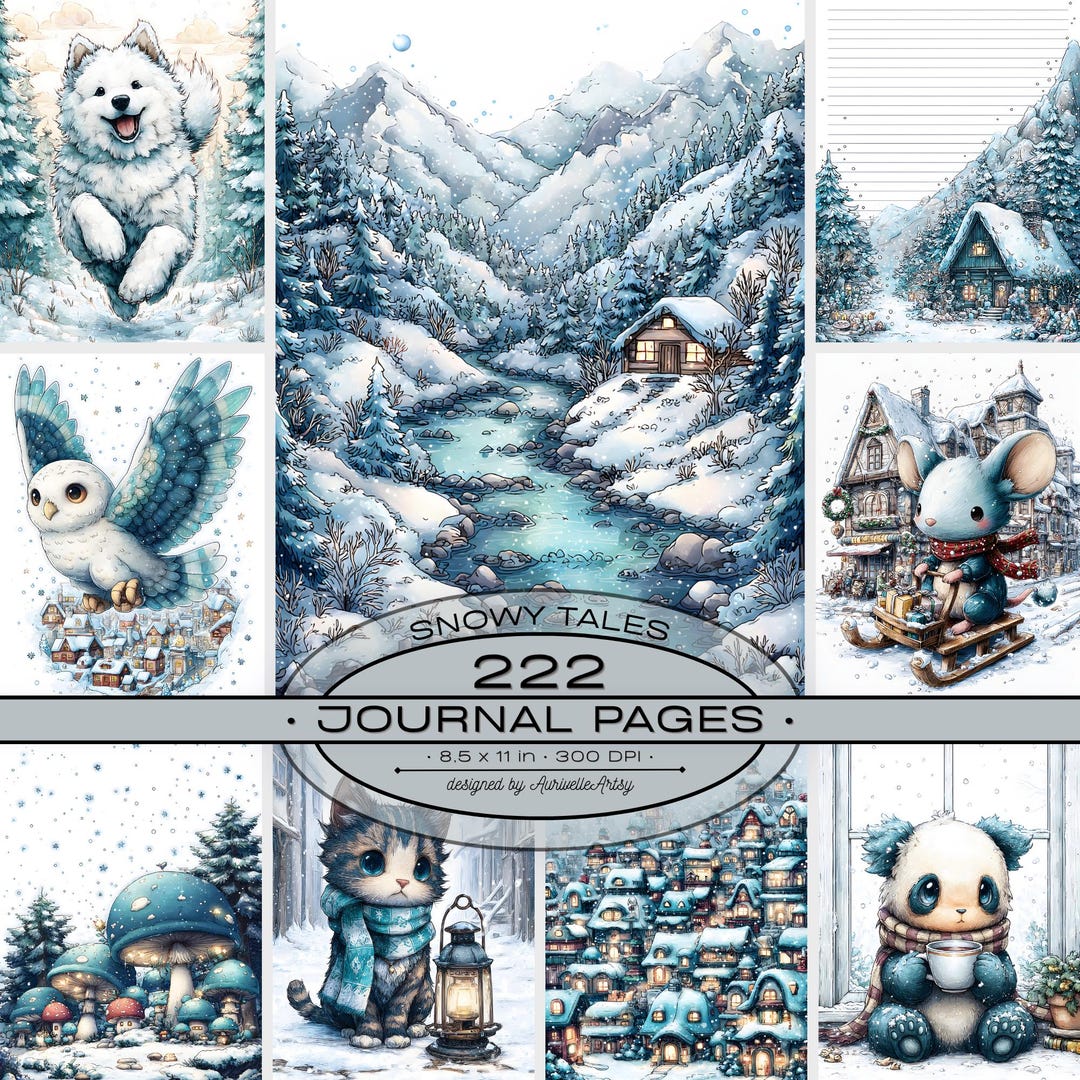 Snowy Tales Junk Journal Pages, Printable Cozy Winter Scrapbook Papers ...