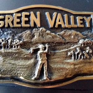 Vintage Green Valley Belt Buckle,Green Valley Buckle,Vintage Belt Buckle,Beltbuckle,Great American Buckle,solid brass buckle,vtg Collection,