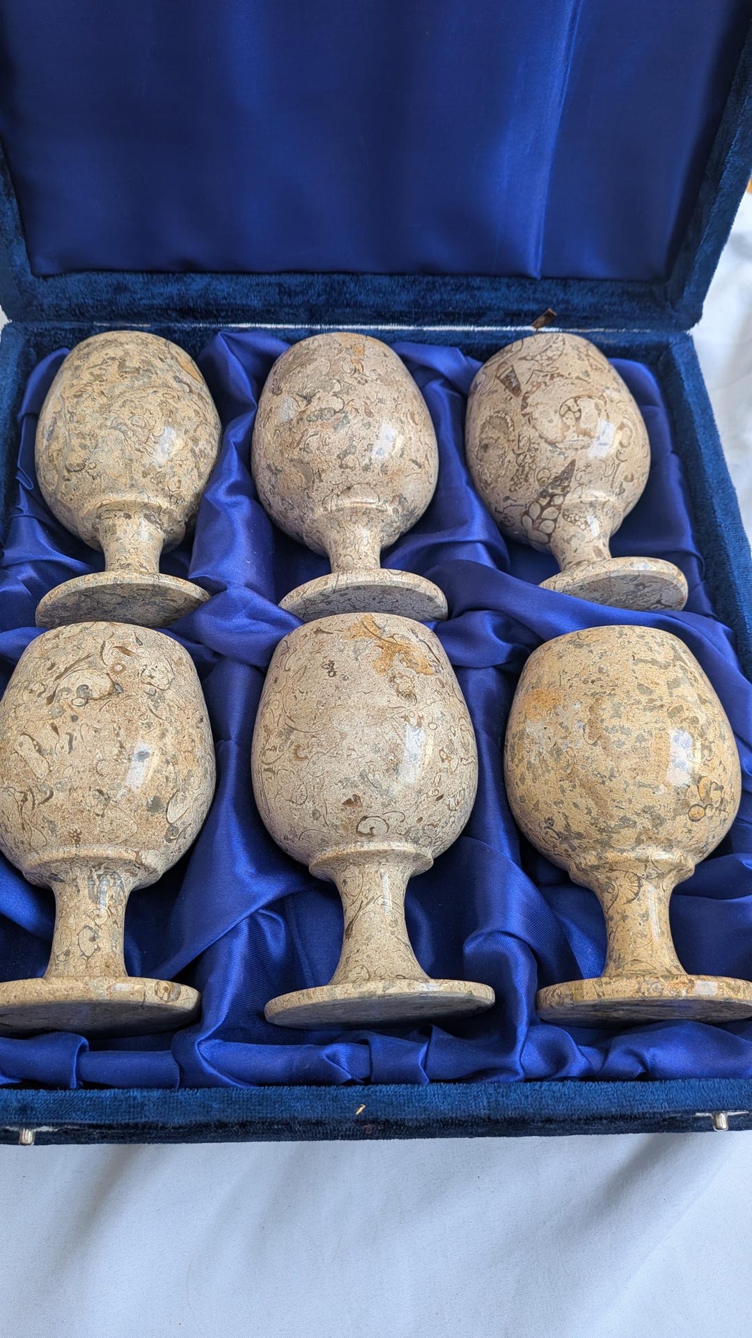 Vintage Natural Stone (marble) Goblet Set of 6 in Original Box - Etsy