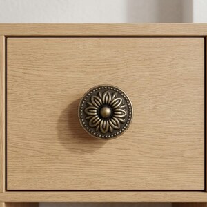 Antique Bronze Cabinet Knob Vintage Round Drawer Pull Rustic Furniture Handle