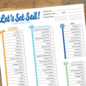Lets Set Sail! Cruise Vacation Printable Packing List, Ultimate Cruise Checklist, Cruise Vacation, Instant Download