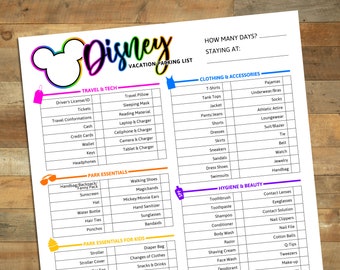 Theme Park Packing List, Trip Planning, Packing List Printable, Printable, Digital Download, Theme Park Vacation Essentials