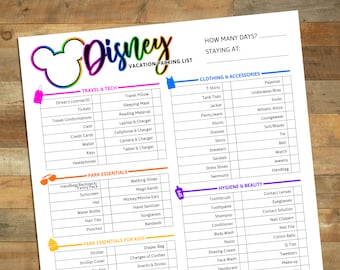 Theme Park Packing List, Trip Planning, Packing List Printable, Printable, Digital Download, Theme Park Vacation Essentials