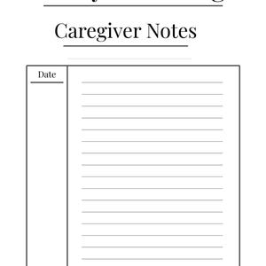 Caregiver Notebook.pdf Caregiver Log Printable Bundle | Daily-weekly Care Notes | Medication ...