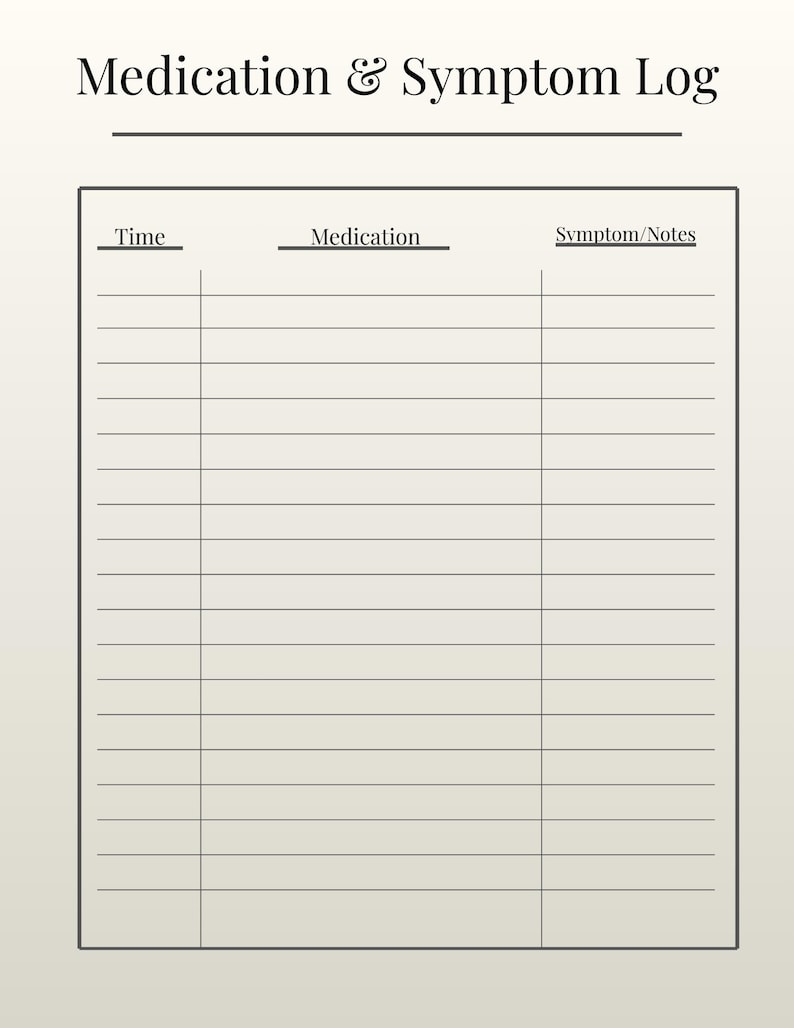 Weekly Care Note Caregiver Log Printable Bundle – Cream Version | Daily- Weekly Care ...