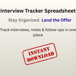Feuille de calcul de suivi des entretiens | Organisateur d'entretiens d'embauche | Planificateur de recherche d'emploi | Modèle de préparation à l'entretien