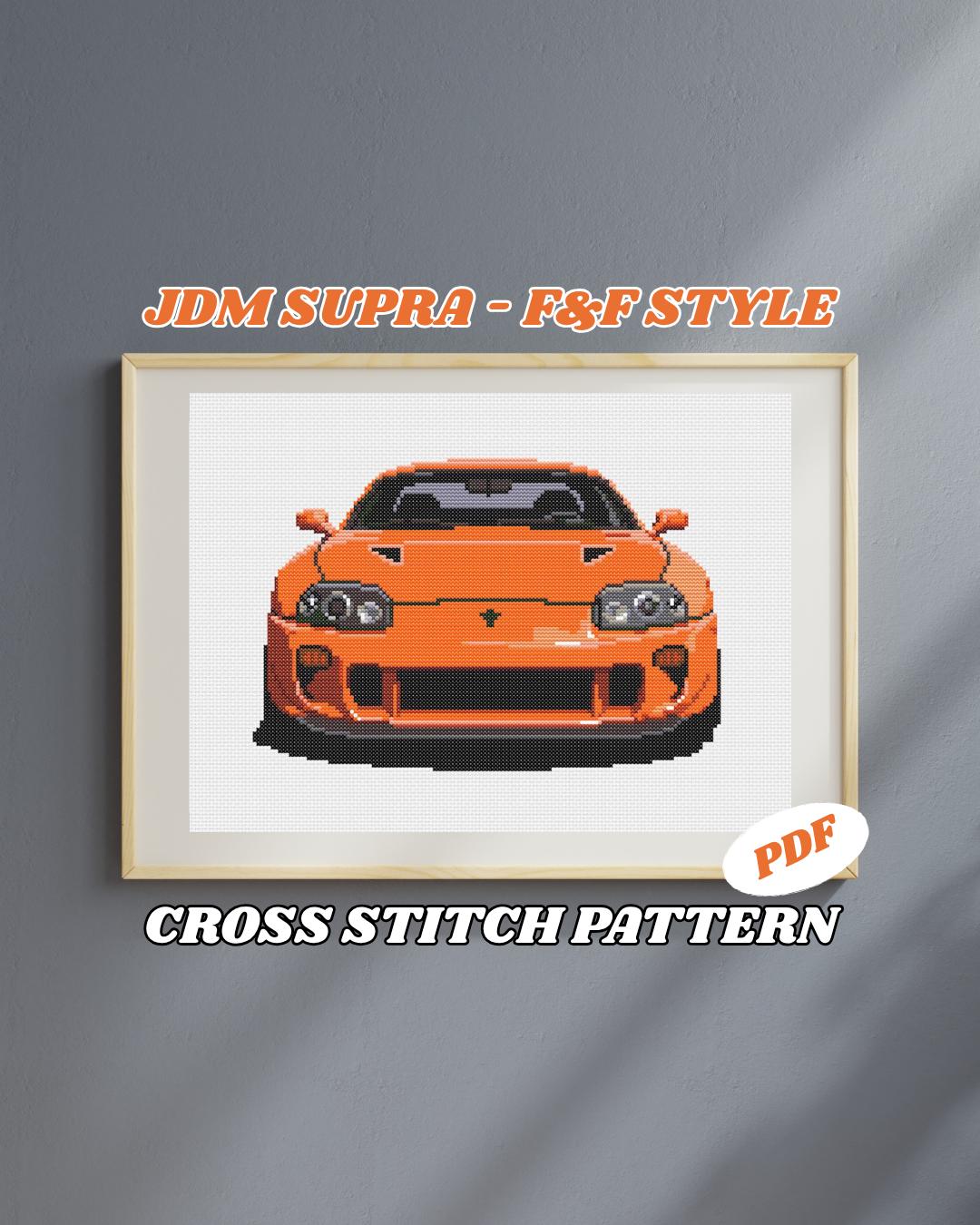 JDM Supra Cross Stitch Pattern (PDF) | Fast and Furious Decor DIY