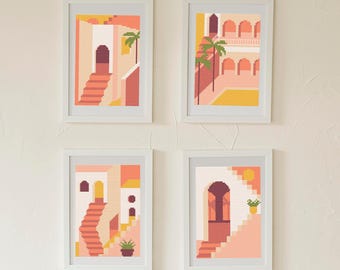 Pack de 4 Patrones de Punto de Cruz Arquitectura Marroquí | Mini colección de Gráficos (PDF)