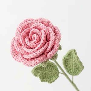Realistic Crochet Rose Pattern, Long Stem Flower Amigurumi Tutorial (PDF Pattern)
