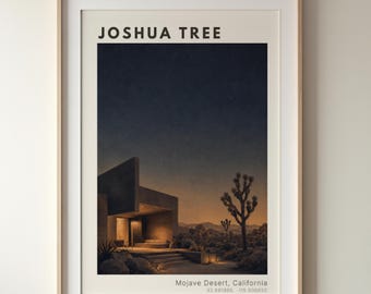 Joshua Tree Poster | California Landscape Desert Travel Art | Framed and Unframed Print