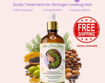 Hair Growth Oil, 100% Natural Scalp Treatment, Frizz Control, Slow Infused Fenugreek, Rosemary & Black Seed , 100ML + FREE Sample (Leave in)
