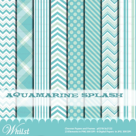 Blue chevron clip art frame scrapbooking digital papers Aqua, clipart aqua Aqua blue baby digital paper boy : p0218 3s2122 IP Il_570xn