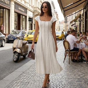 Cream Linen Dress - Etsy