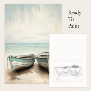 Two Rowing Boats – Printable Painting Outline