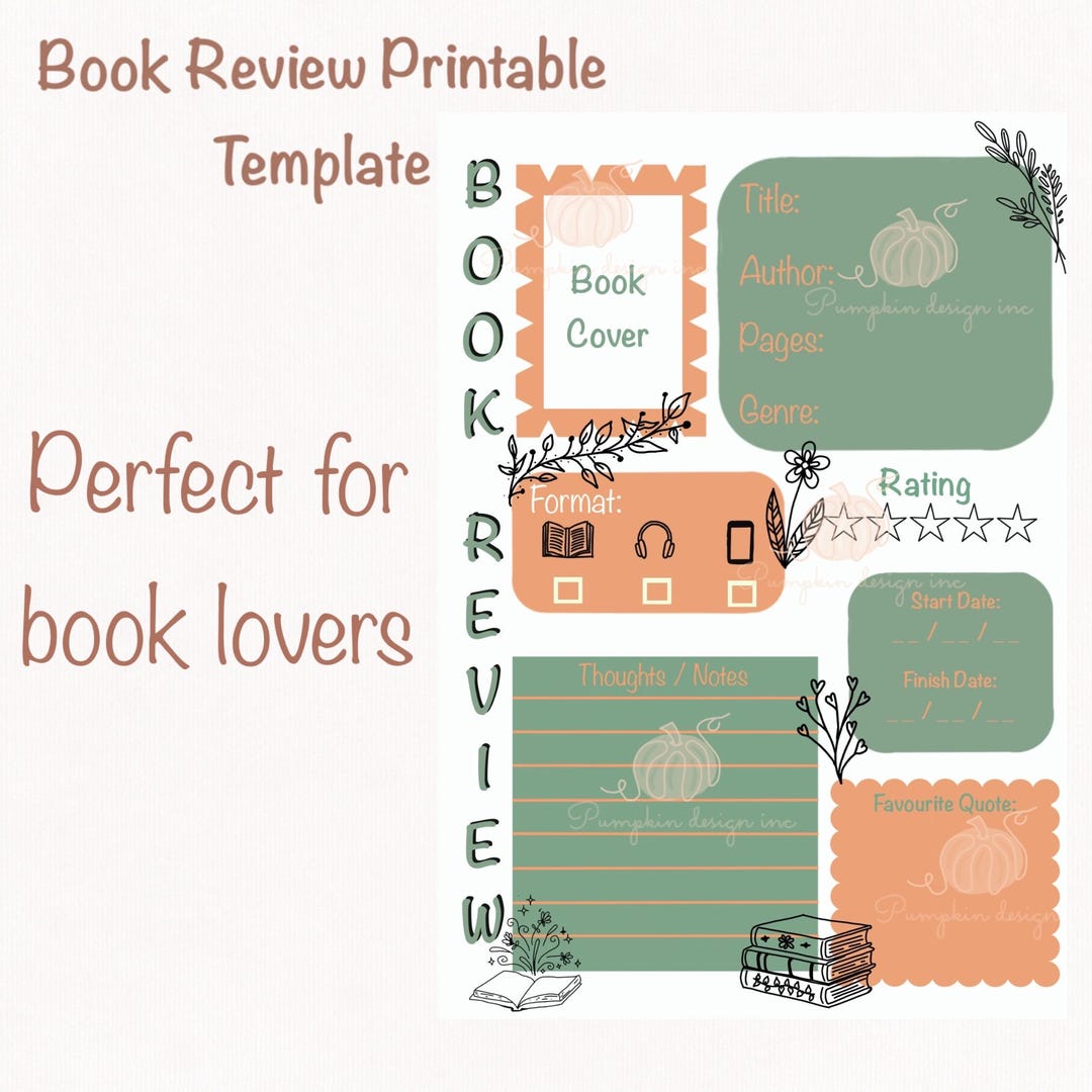 Book Journal Review Template Printable Digital Reading Tracker Cosy ...