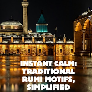 Advanced Rumi Mandala Coloring Page, Ottoman Arabesque Design, (Digital Print), Intricate Traditional Turkish Pattern, Detailed Adult Art