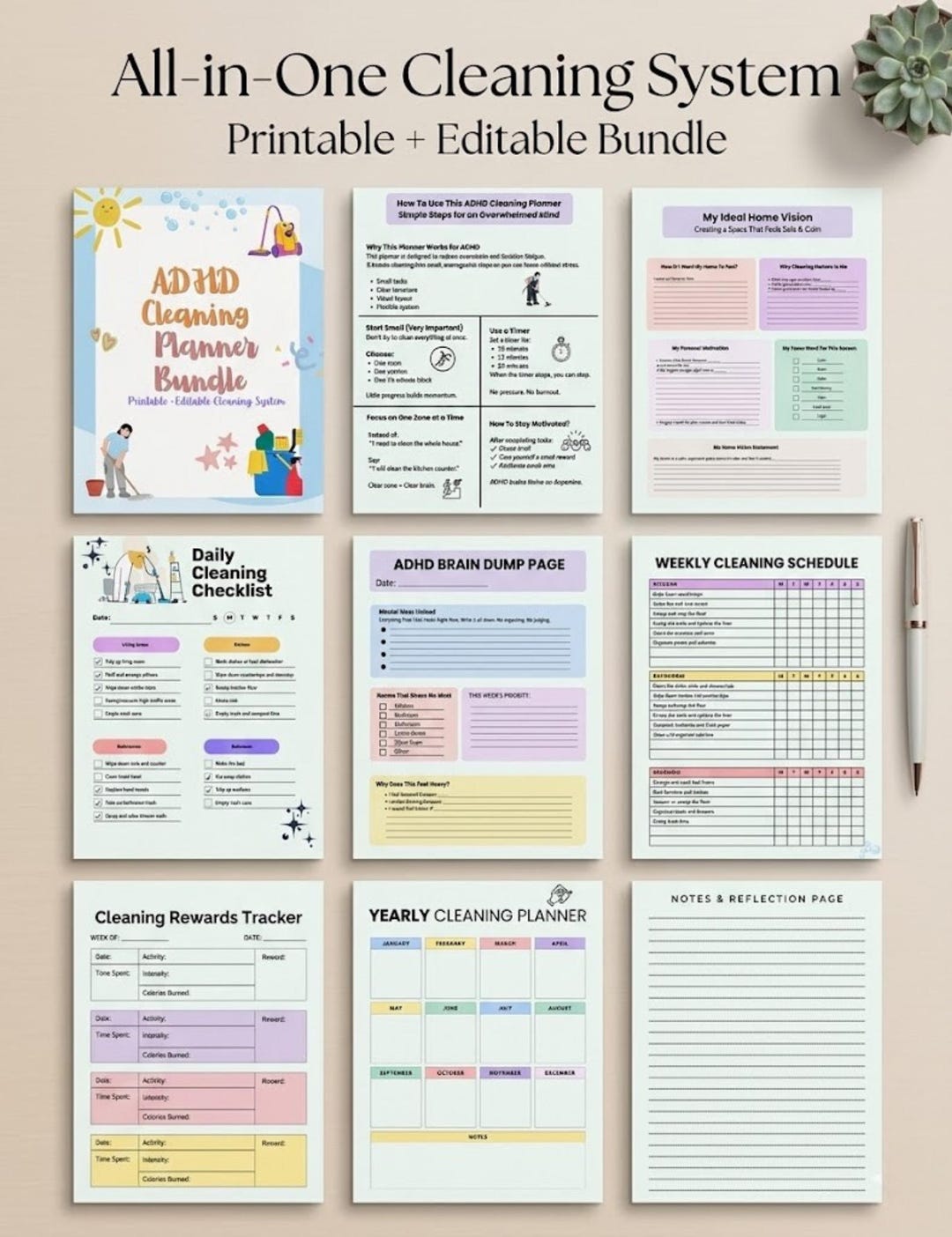 ADHD Cleaning Routine Planner | Cleaning Schedule for ADHD Adults ...