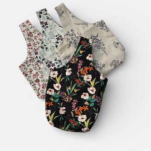 Handmade Reversible Cotton Mini Tote Bag – Floral Print Eco Bag, Fabric bag, Lunch bag, small bag