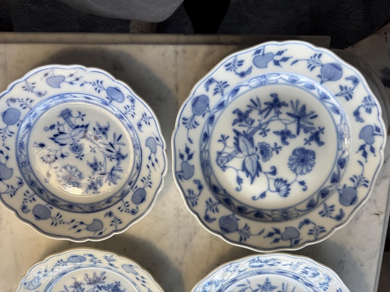 Vintage Meissen Blue Onion Plates Set | Zwiebelmuster German Porcelain ...
