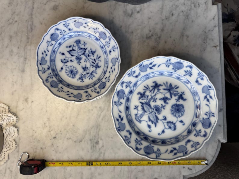 Vintage Meissen Blue Onion Plates Set | Zwiebelmuster German Porcelain ...